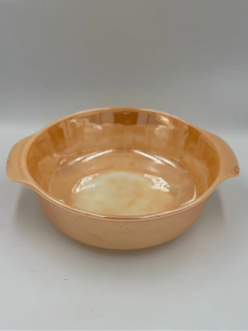 Vintage Anchor Hocking Peach Luster Casserole 1.5qt with Handles